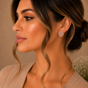Floral Diamond Stud Earrings in Gold
