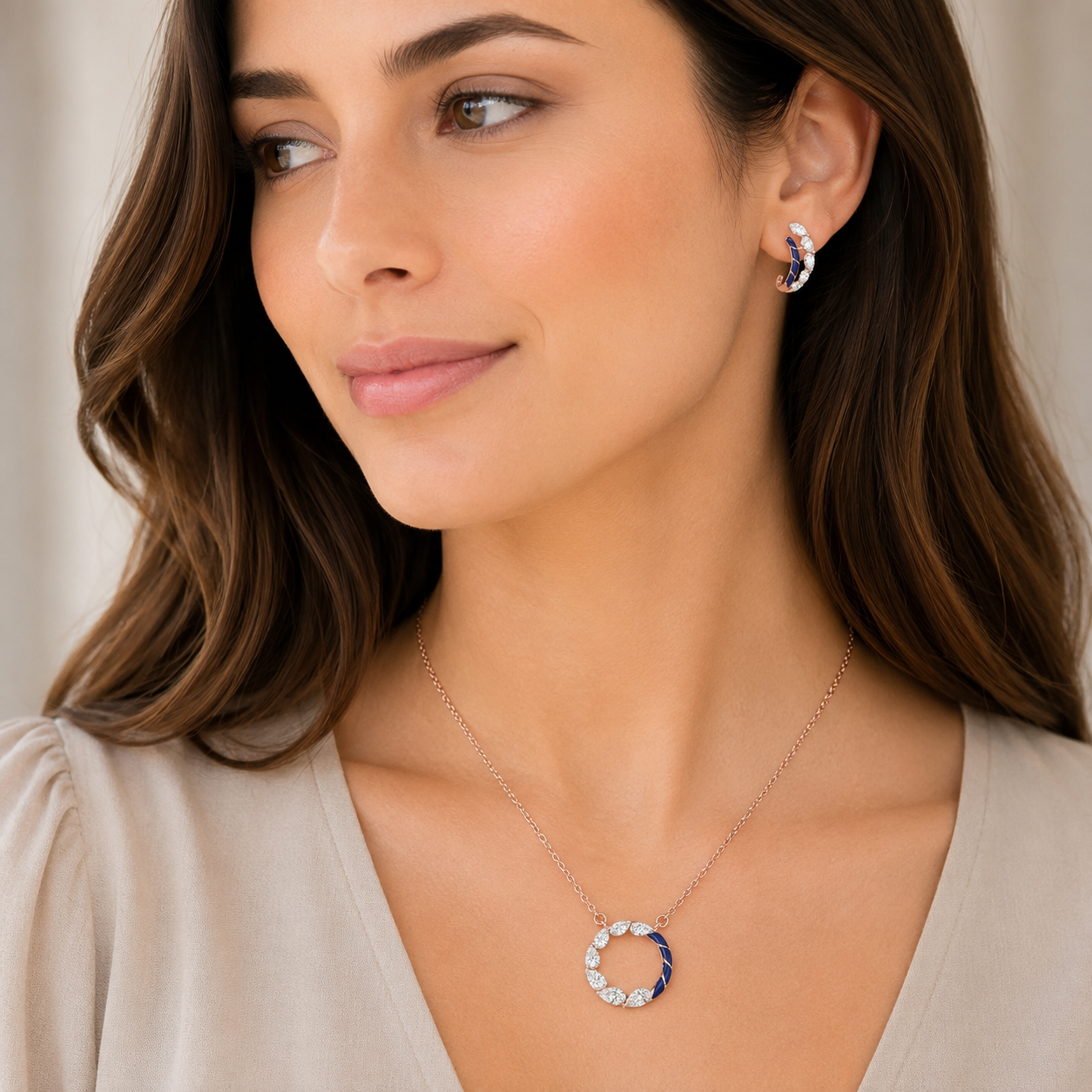 Diamond Pendant & Earring Set in Gold
