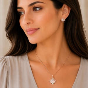 Floral Diamond Necklace Set in Gold | Elegant Fine Jewellery