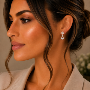 Diamond Halo Drop Earrings for Women