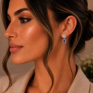 Diamond Blue Stone Drop Earrings for Women