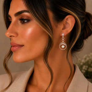 Diamond Pearl Drop Earrings for Women