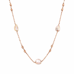 18KT Minimal Pearl Chain | Rose Gold Bead Detailing
