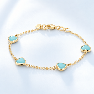 18KT Gold Turquoise Heart Bracelet