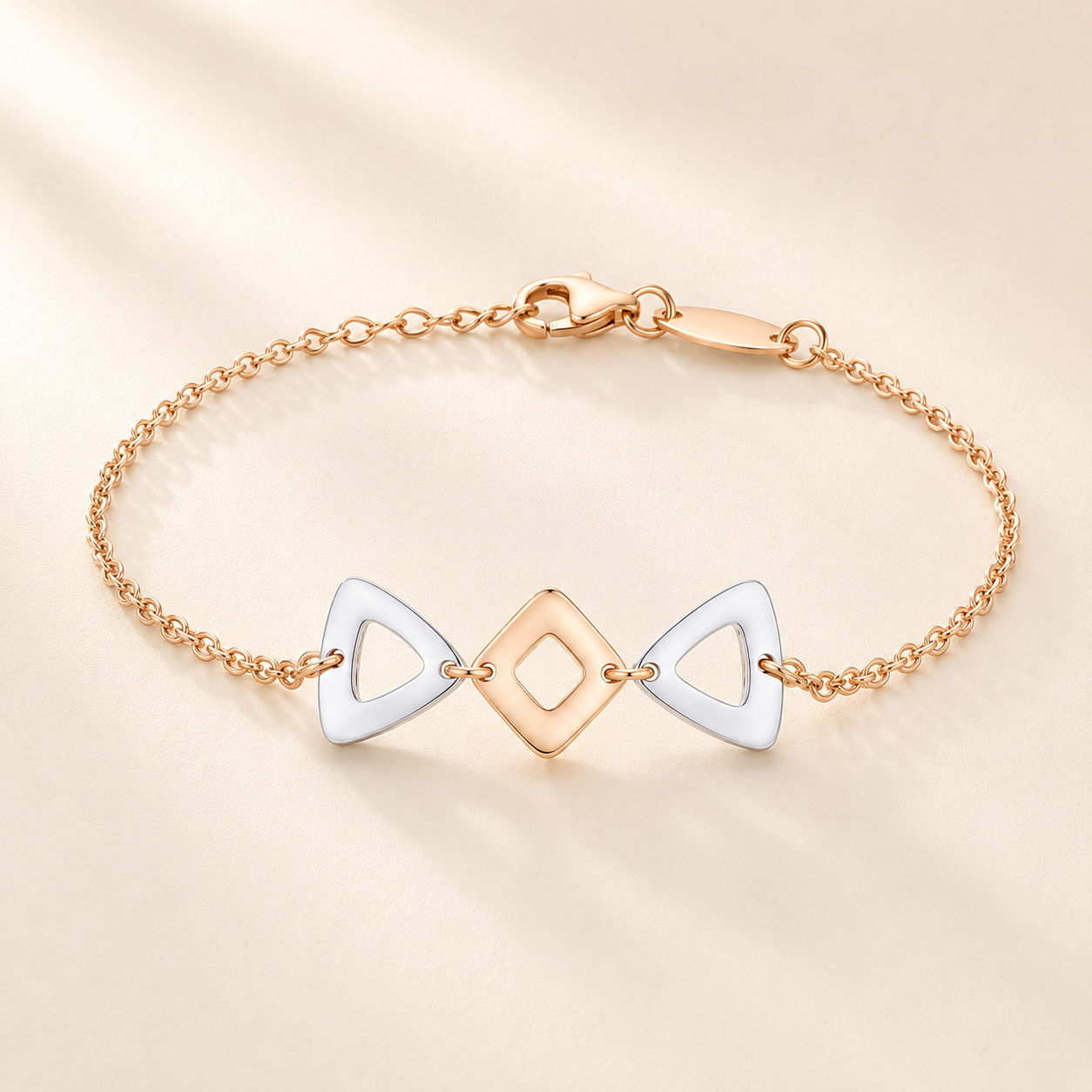 18KT Gold Dual Tone Geometric Bracelet