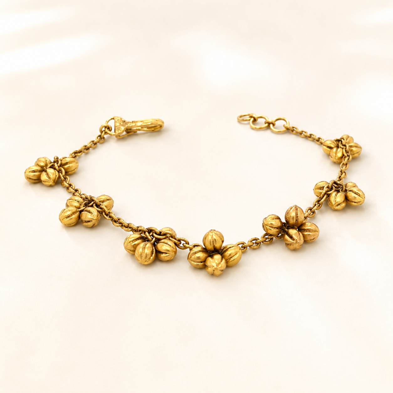 22K Gold Traditional Ghungri Dangle Bracelet
