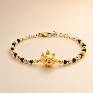 22K Gold Bachaa Black Bead Bracelet