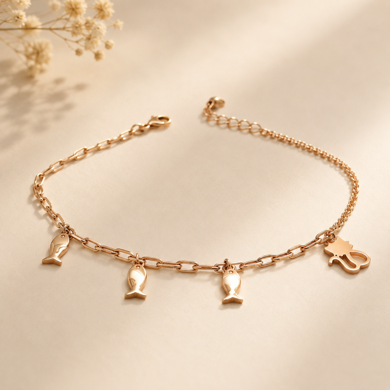 18KT Gold Charm Bracelet for Women