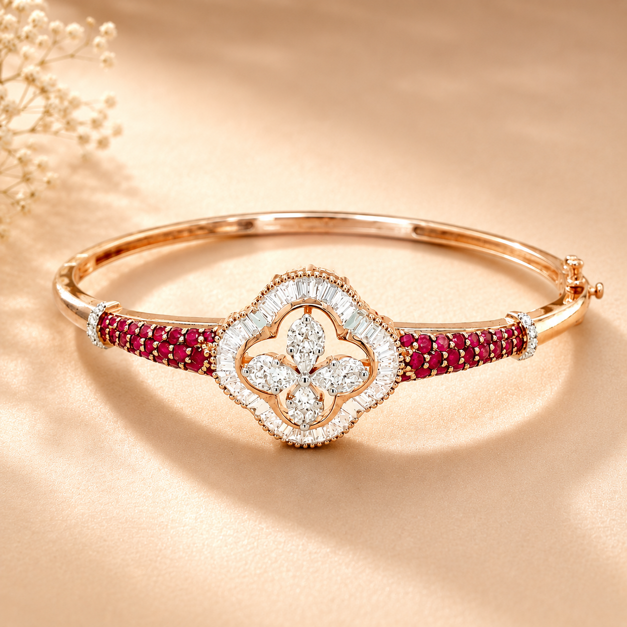 Floral Diamond Bracelet in Rose Gold