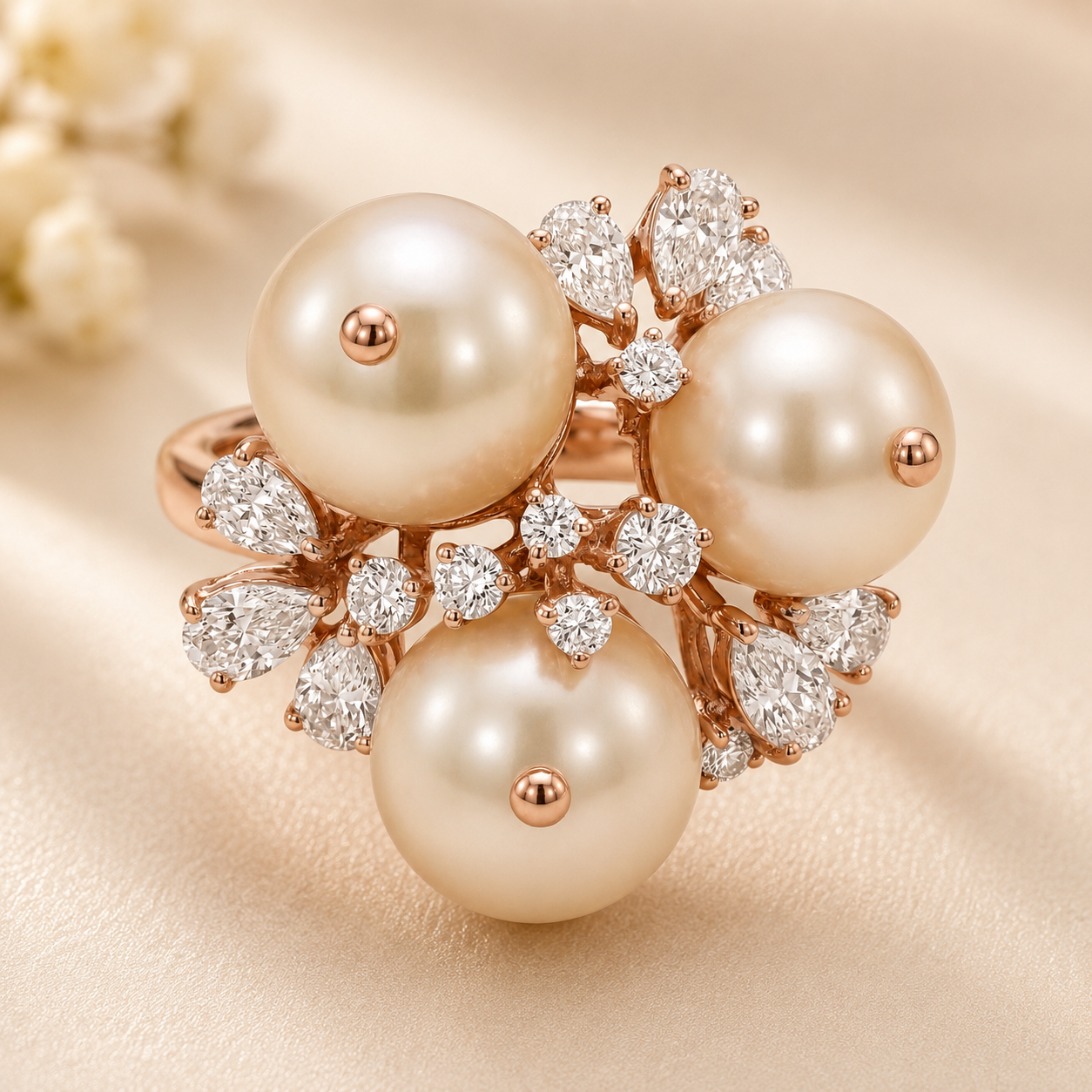 Pearl Diamond Cocktail Ring