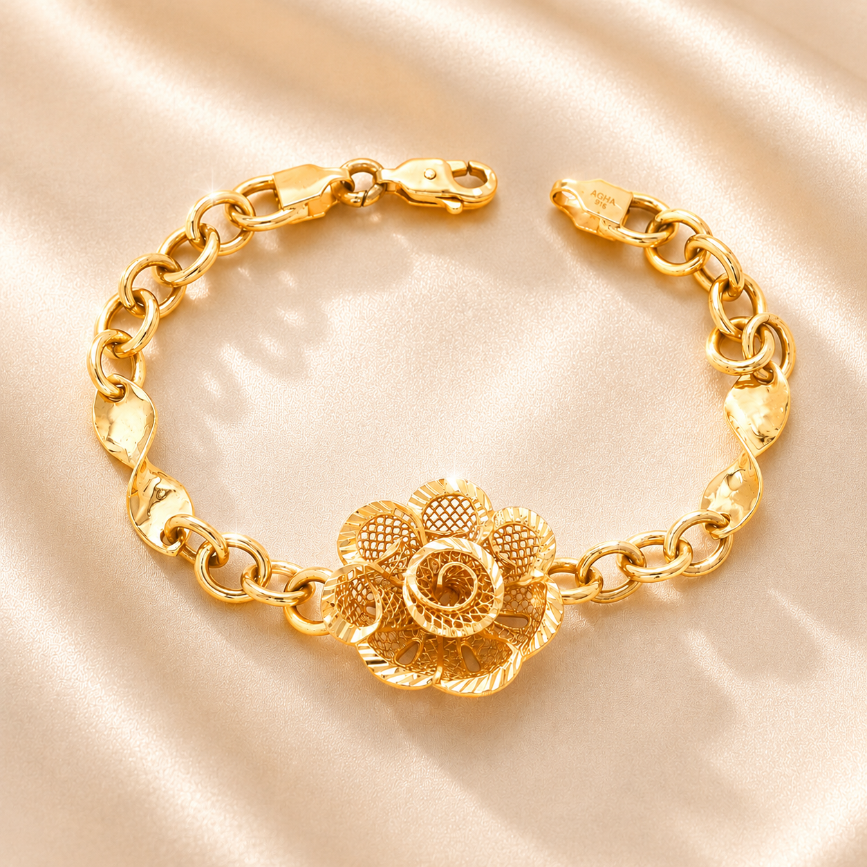 22K Gold Floral Bracelet for Women | Latest Design