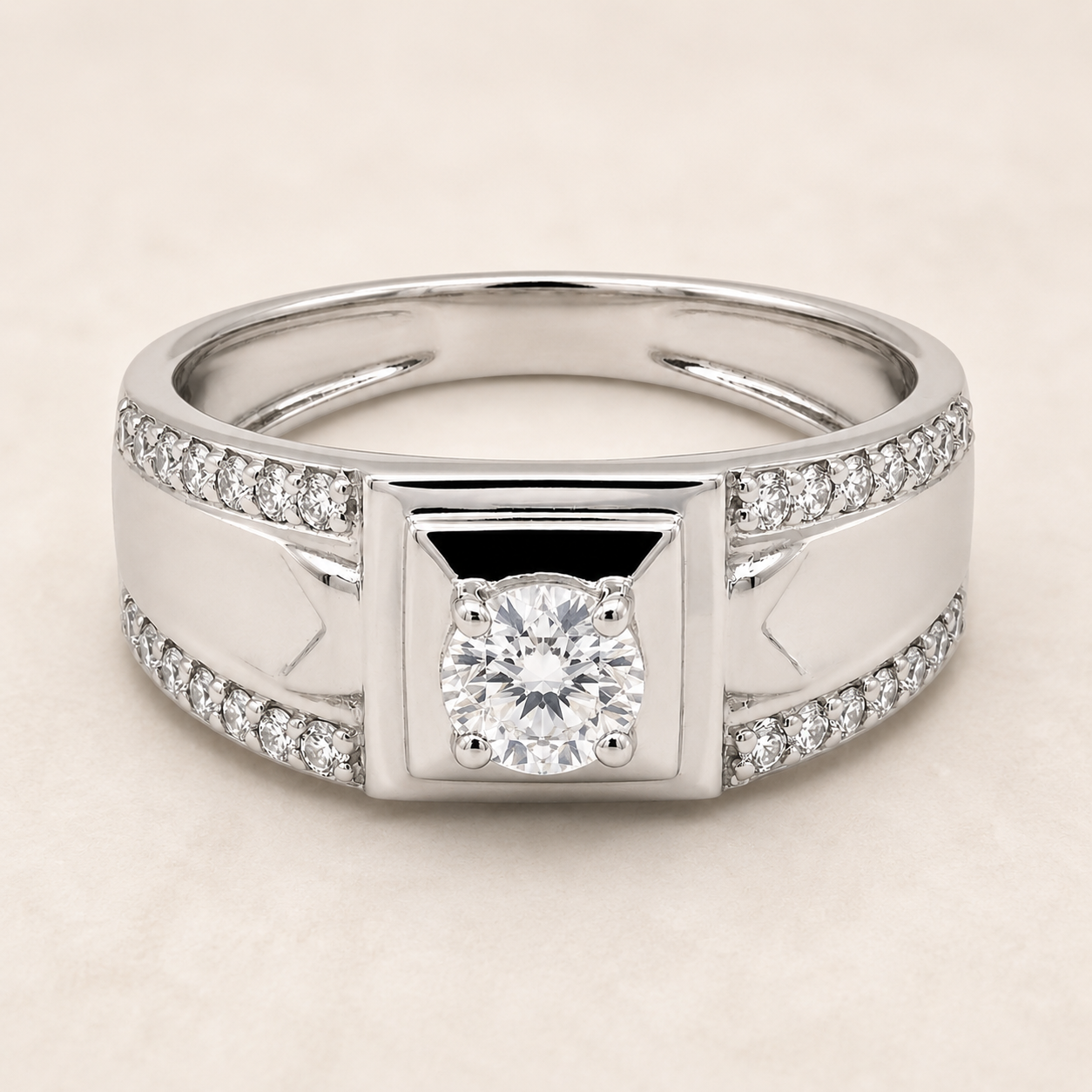 Men’s Solitaire Diamond Ring Gold Classic Design