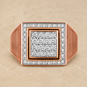 Men’s Diamond Signet Ring Gold Square Design