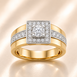 Diamond Square Cluster Ring in Gold