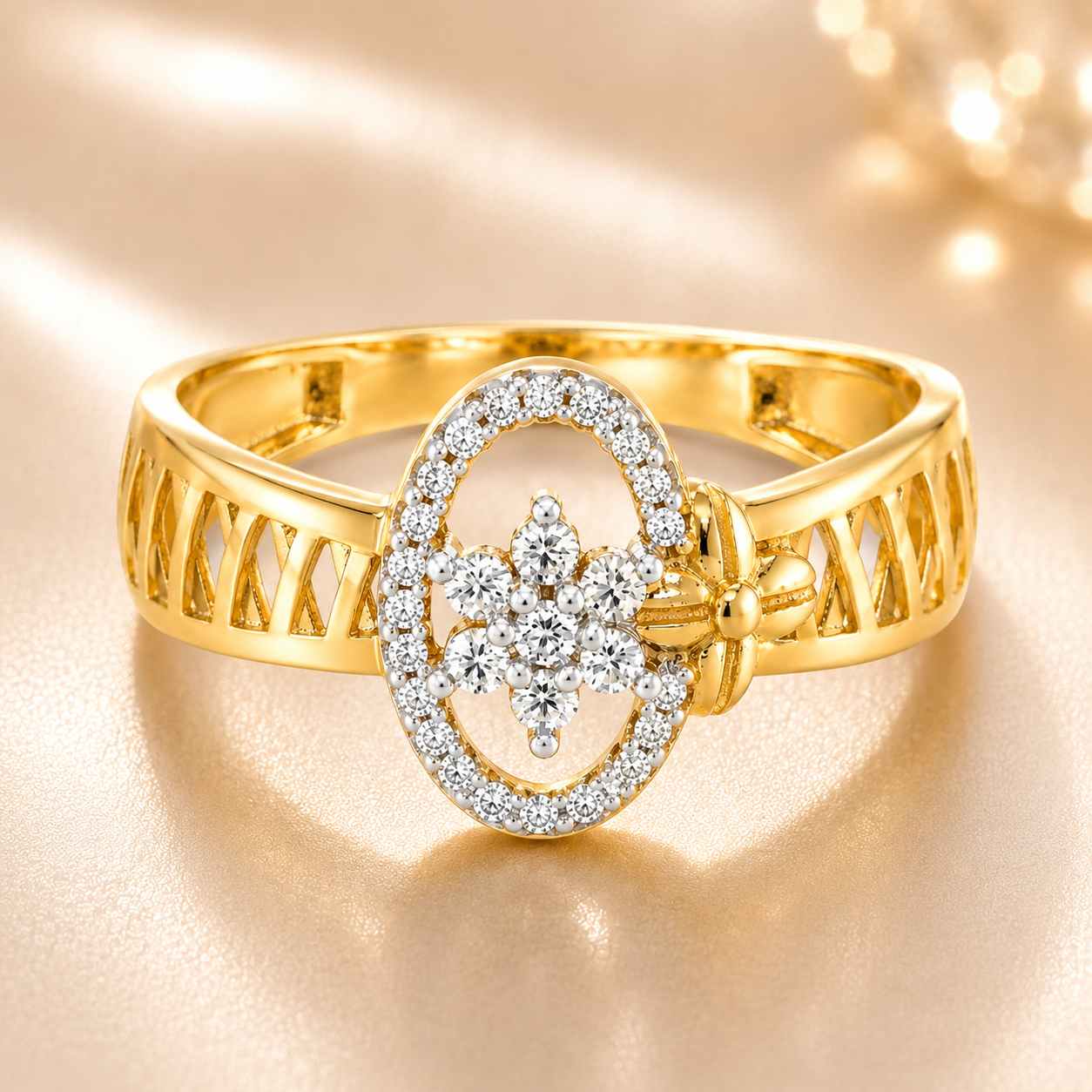 22KT Gold Oval CZ Statement Ring