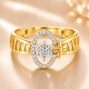 22KT Gold Oval CZ Statement Ring