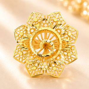 22KT Gold Floral Ring for Women | Intricate Cutwork Design