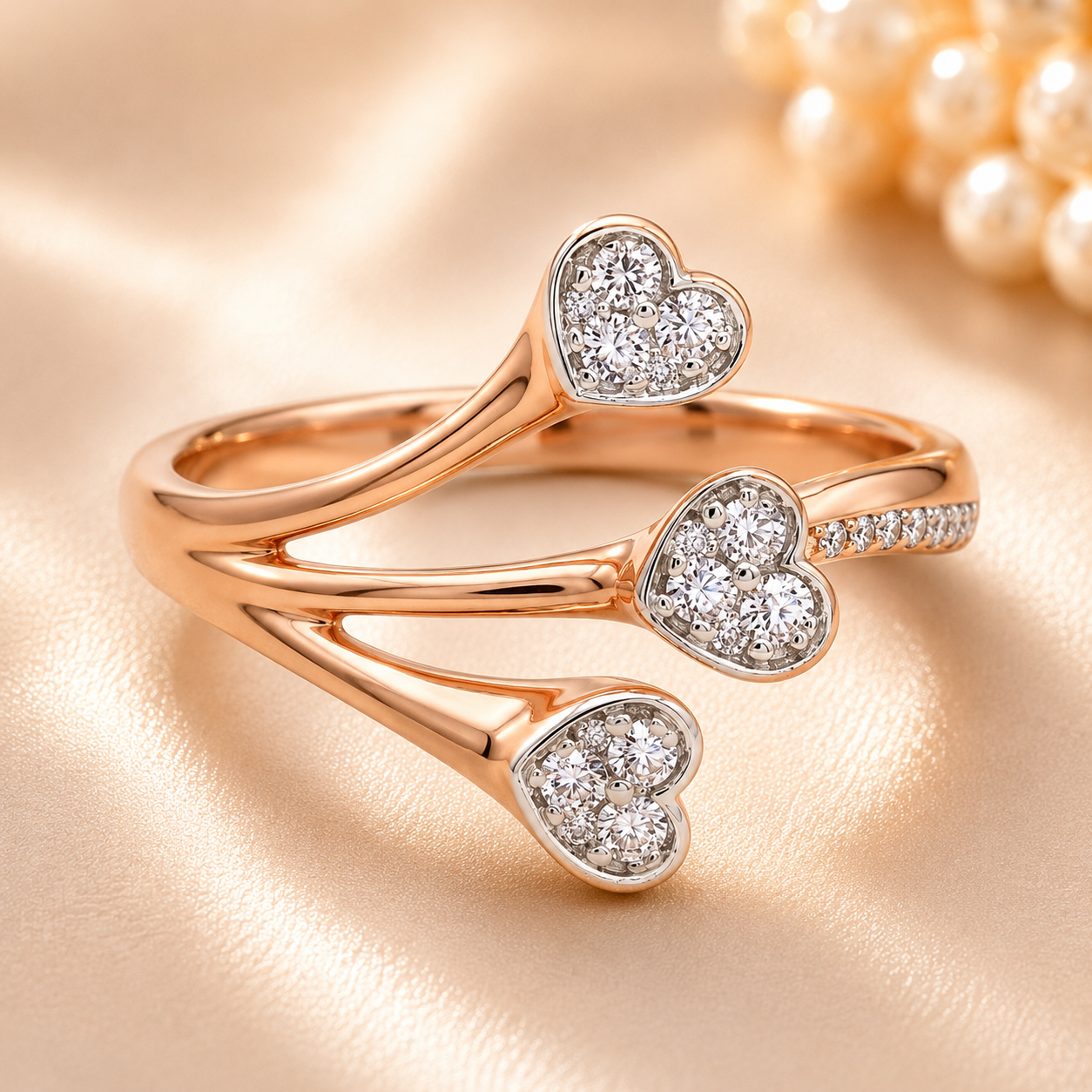 Open Diamond Ring in Rose Gold