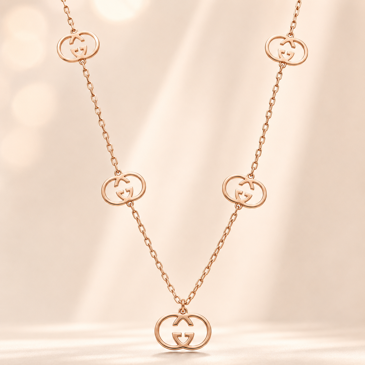 Designer Charm Gold Chain | Open Ring Pattern