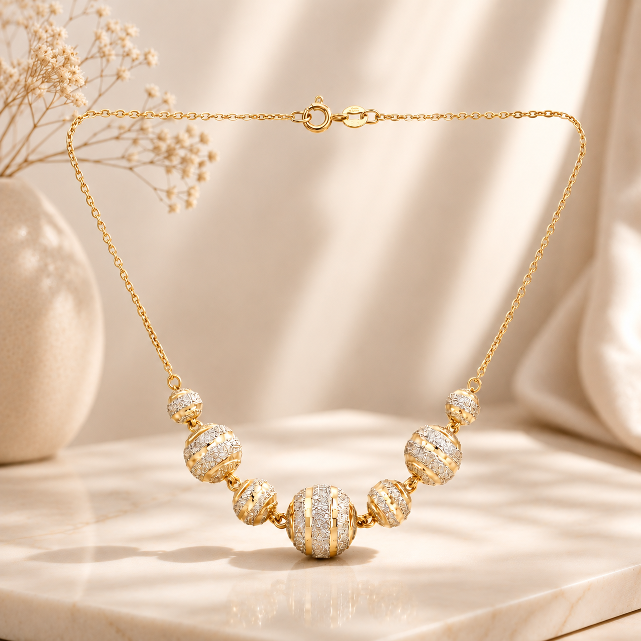 Textured Gold Necklace | Elegant Statement Jewellery