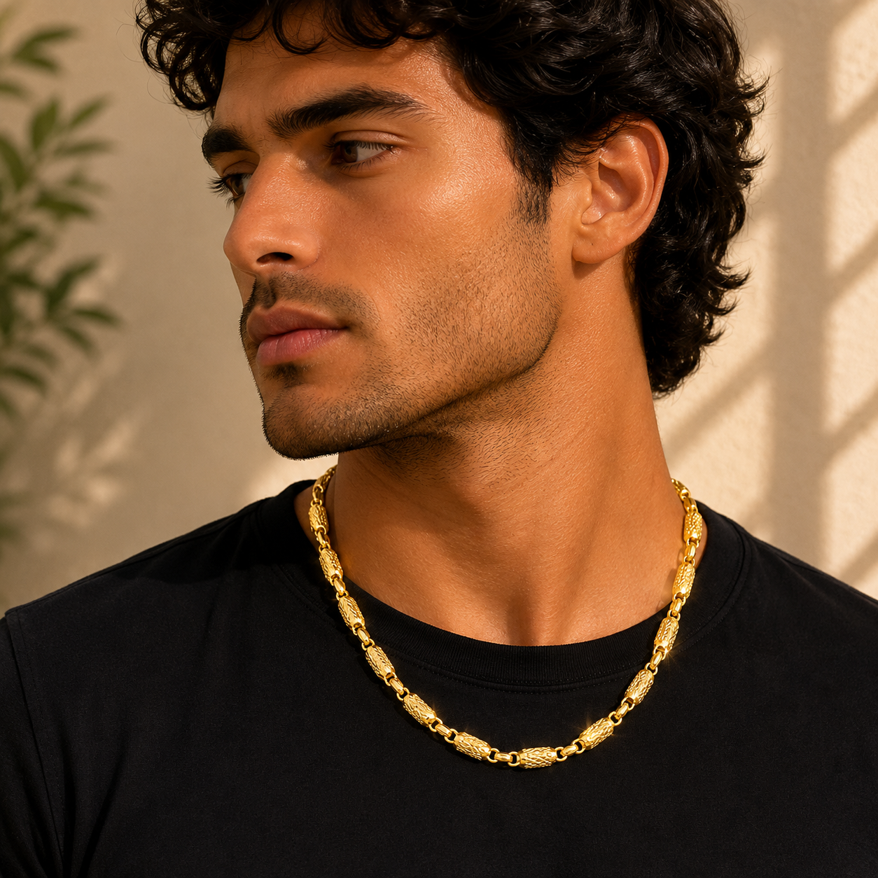 22K Gold Heritage Engraved Capsule Chain
