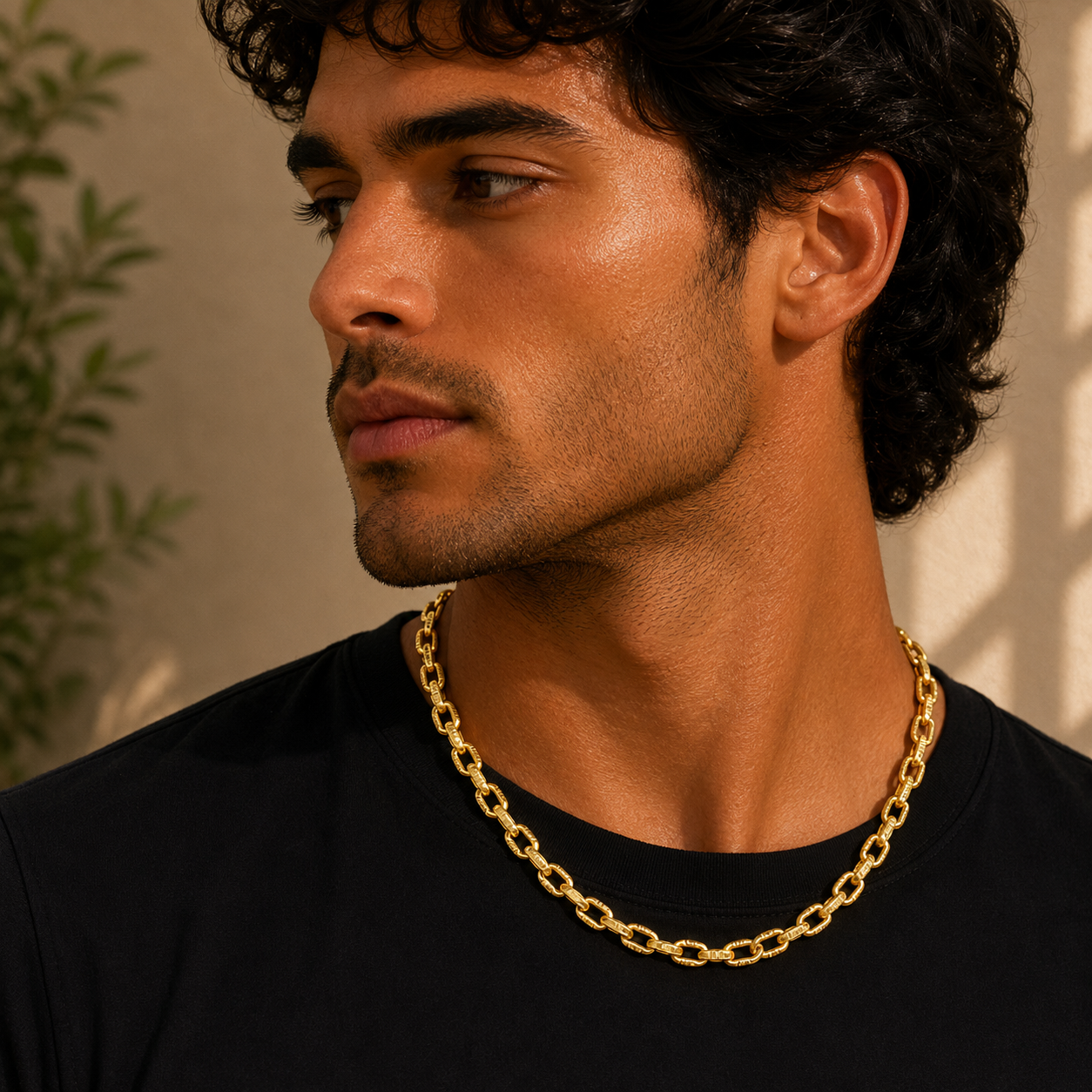 22K Gold Regal Capsule Link Necklace