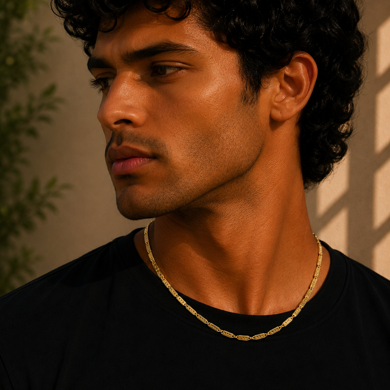 22KT Pure Gold Chain | Cut-Out Rectangle Style