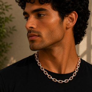 Designer Two-Tone Gold Chain | Chunky Rectangular Links