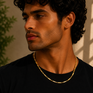 22KT Designer Gold Chain | Sculpted Bar Links