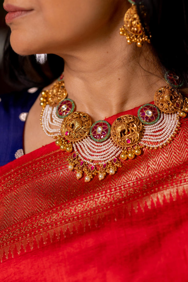 Varso Gajraj Temple Heritage Necklace