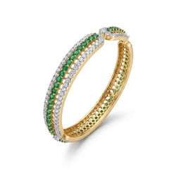 18KT Gold Emerald & Diamond Designer Bangle for Women