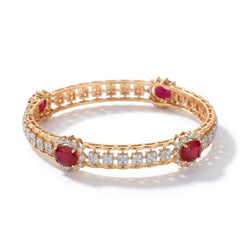 18KT Gold Regal Ruby Diamond Bangle