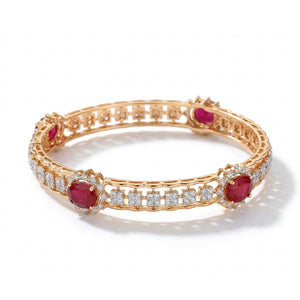 18KT Gold Regal Ruby Diamond Bangle