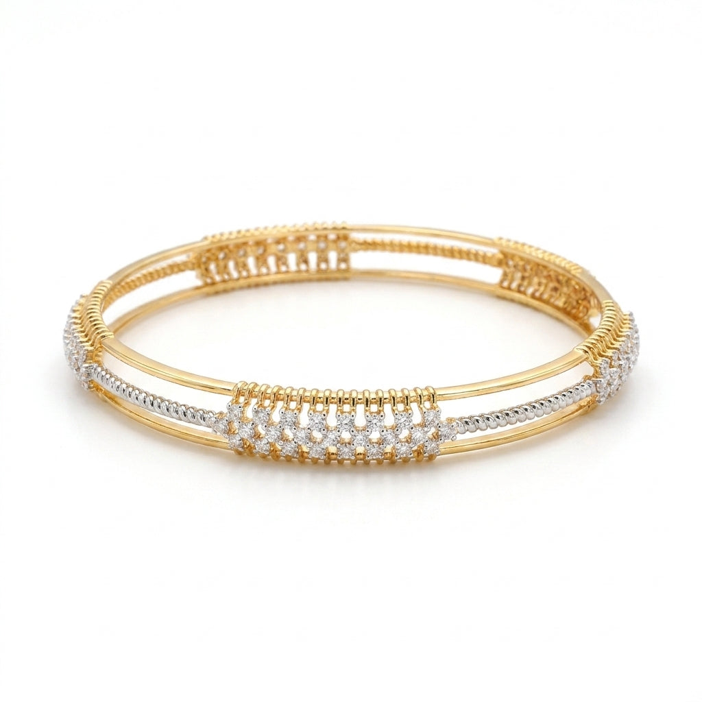 18KT Gold Radiance Diamond Designer Bangle