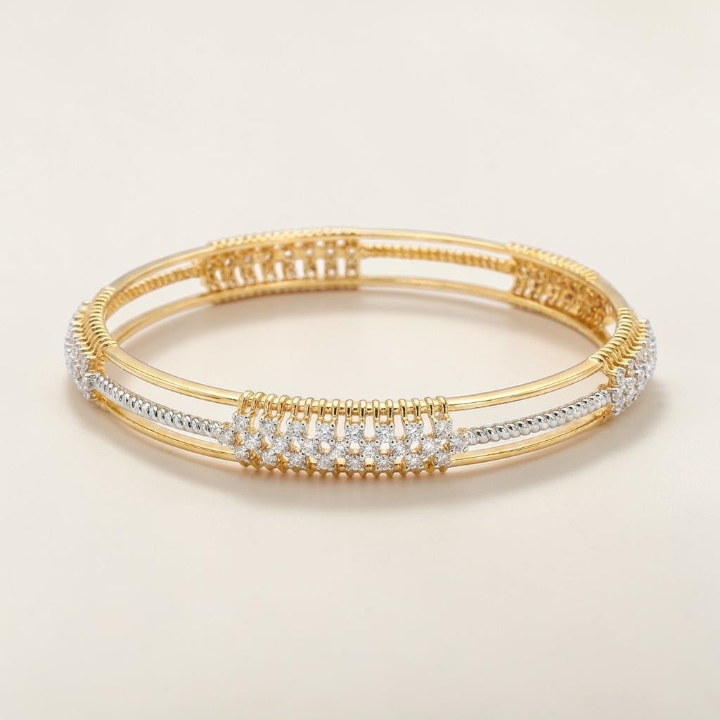 18KT Gold Radiance Diamond Designer Bangle