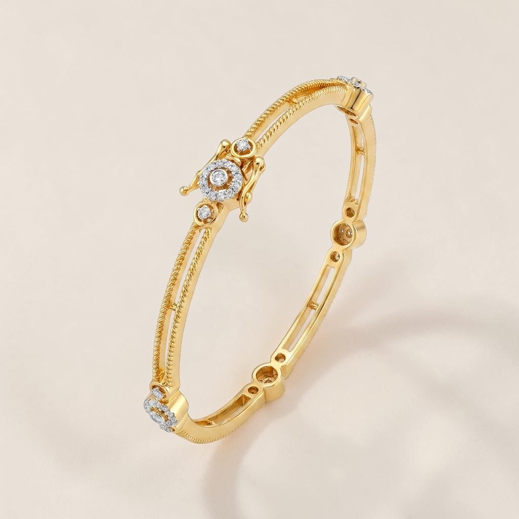 18KT Gold Celestial Spark Diamond Bangle