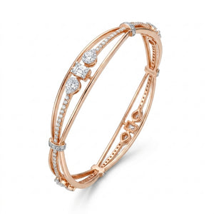 18KT Rose Gold Trilogy Diamond Crossover Bangle