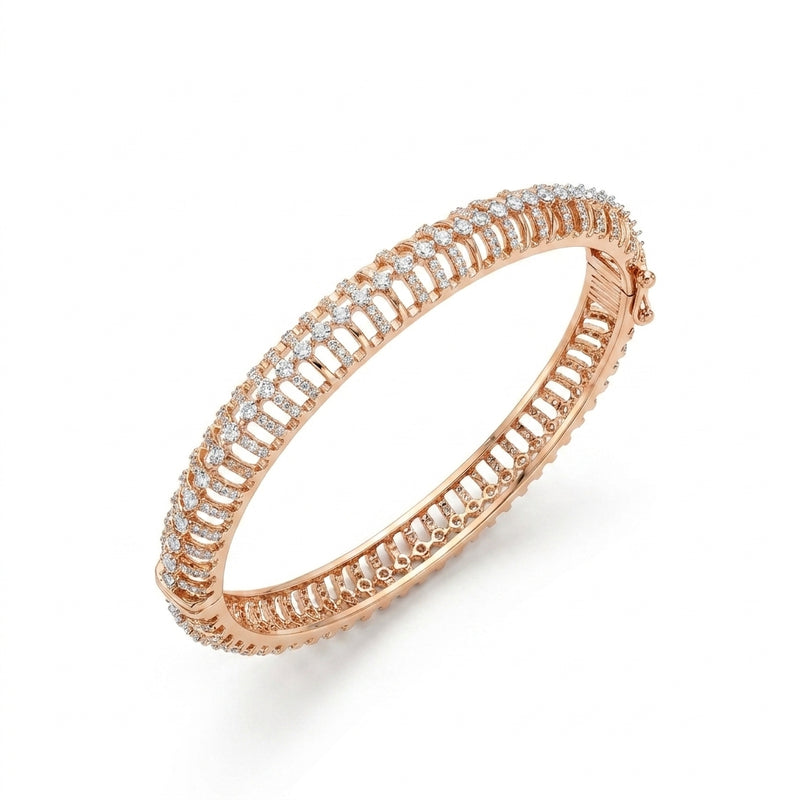 18KT Rose Gold Infinity Diamond Tennis Bangle