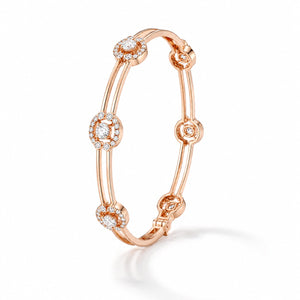 18KT Rose Gold Halo Diamond Station Bangle