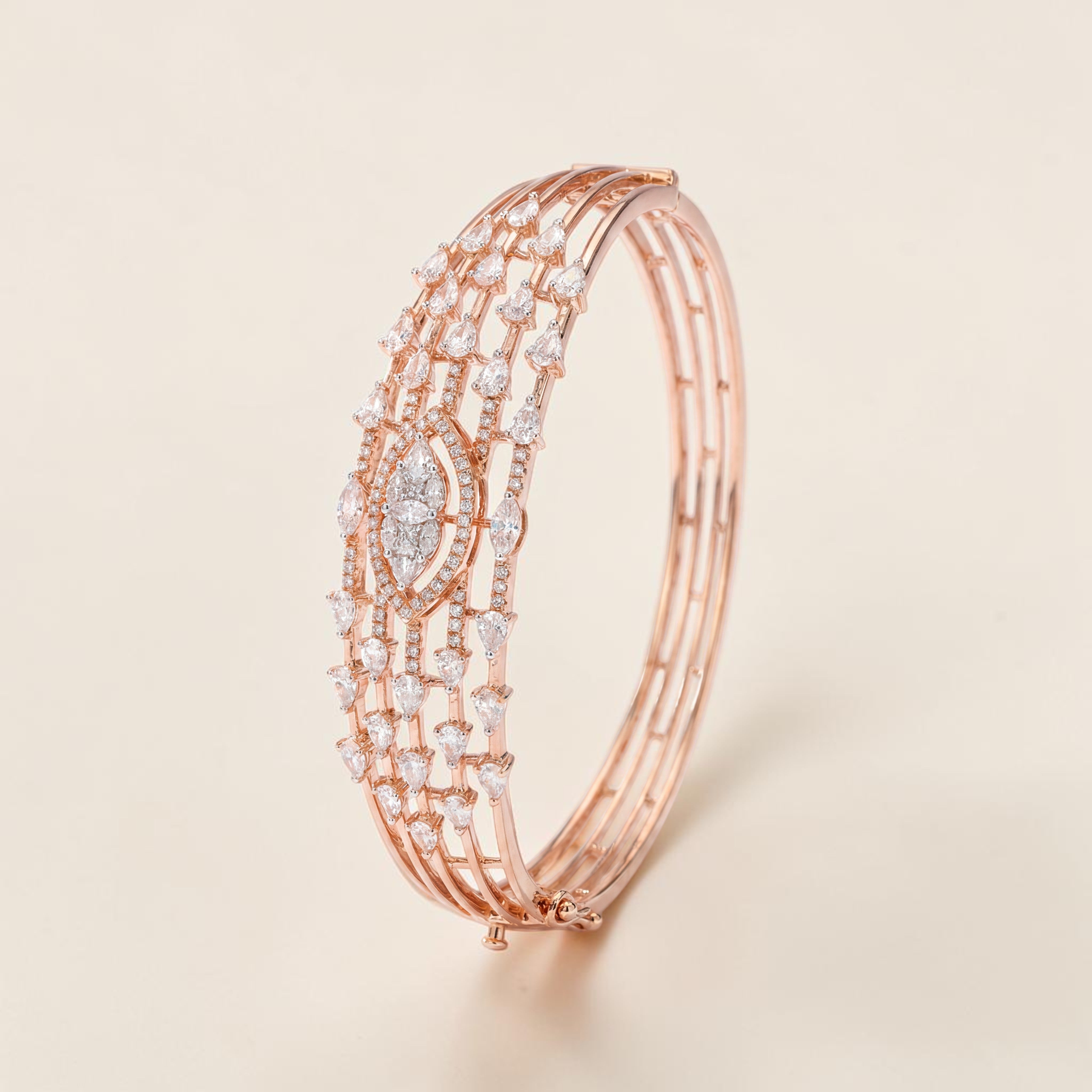 18KT Rose Gold Diamond Designer Bracelet