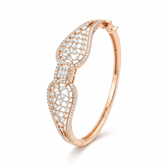 18KT Rose Gold Twin Leaf Diamond Bracelet