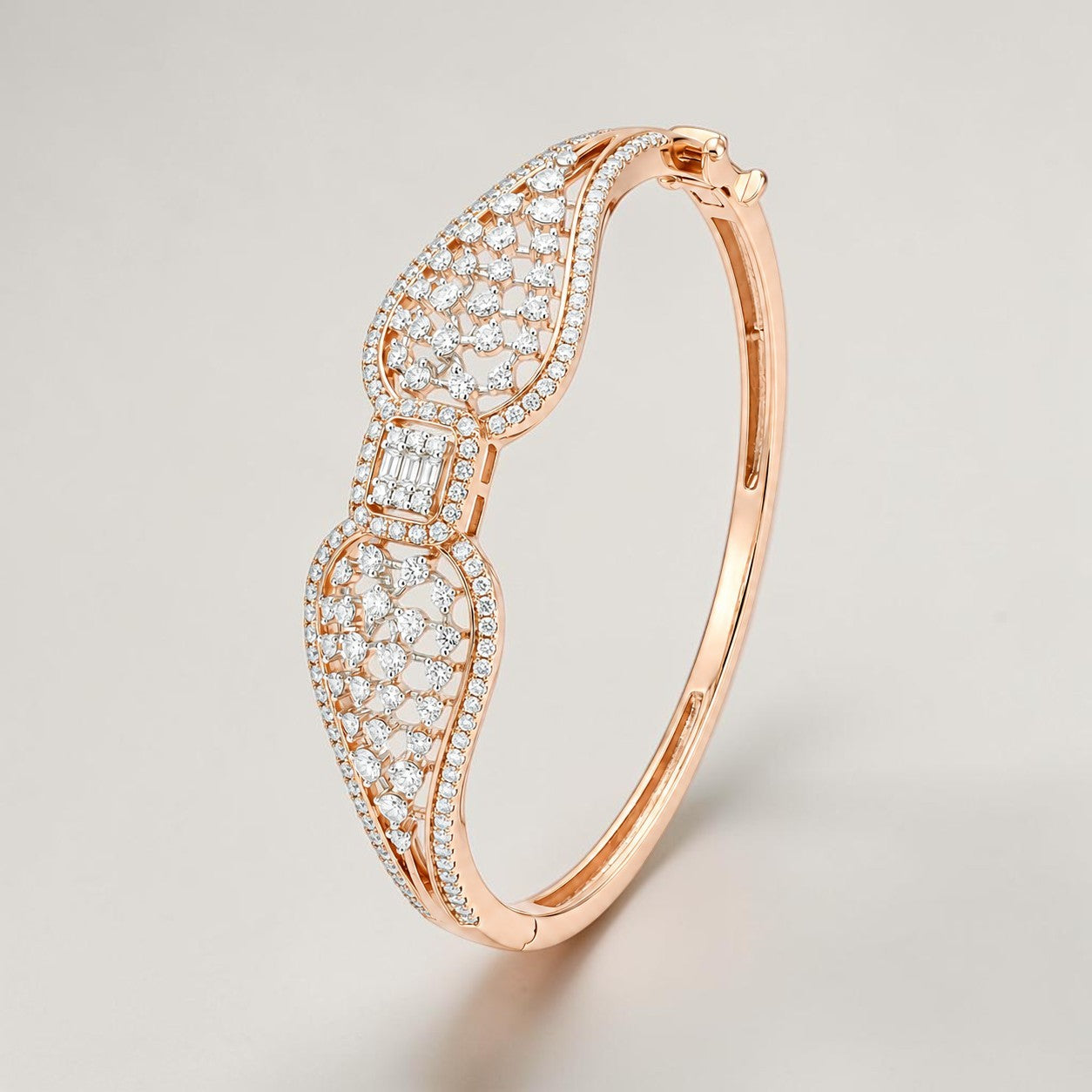 18KT Rose Gold Twin Leaf Diamond Bracelet