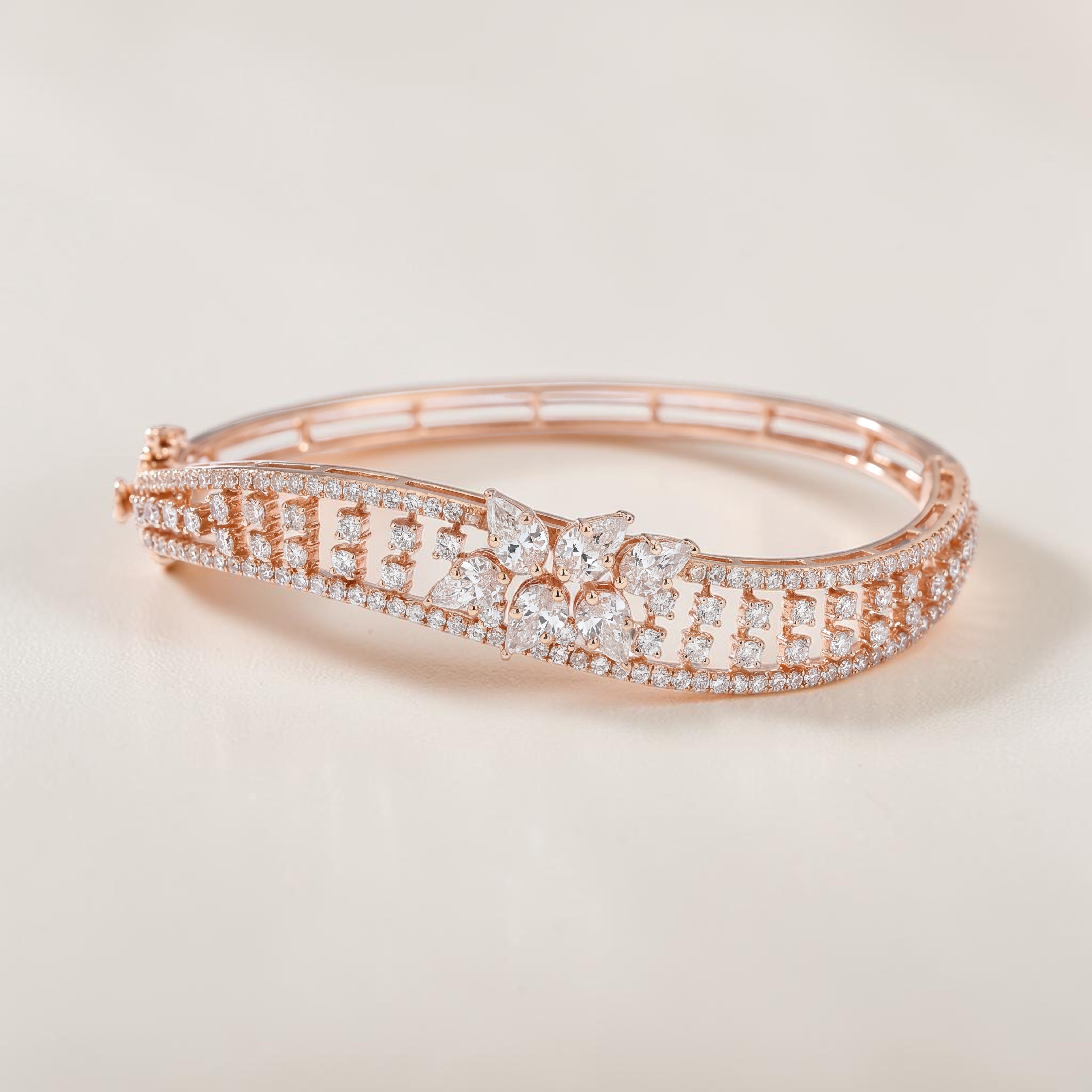 18KT Rose Gold Floral Bloom Diamond Bracelet