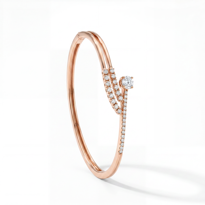 18KT Rose Gold Solitaire Twist Diamond Bracelet