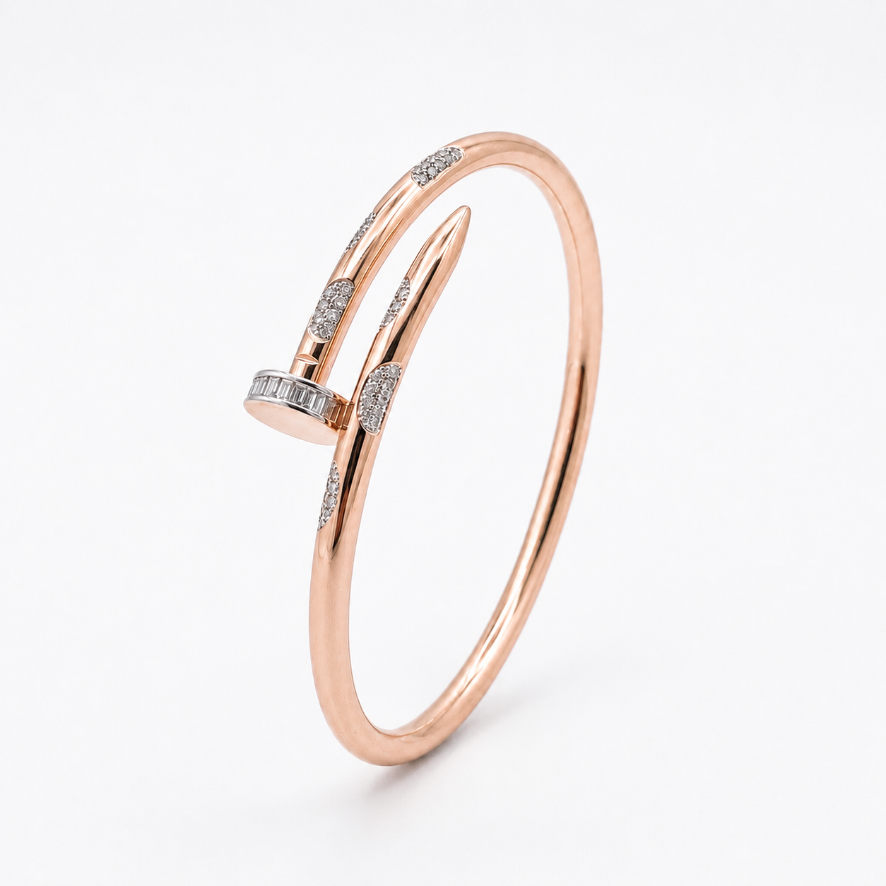 18KT Rose Gold Diamond Nail Bracelet