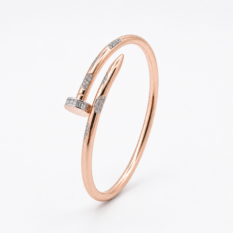 18KT Rose Gold Diamond Nail Bracelet
