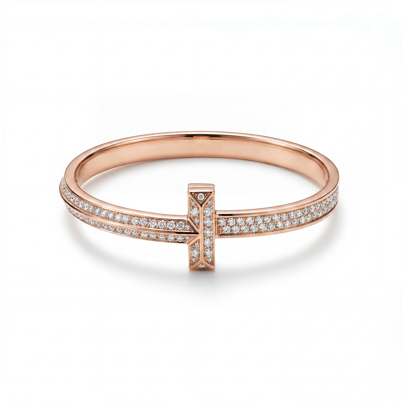 18KT Rose Gold Diamond T-Bar Bracelet
