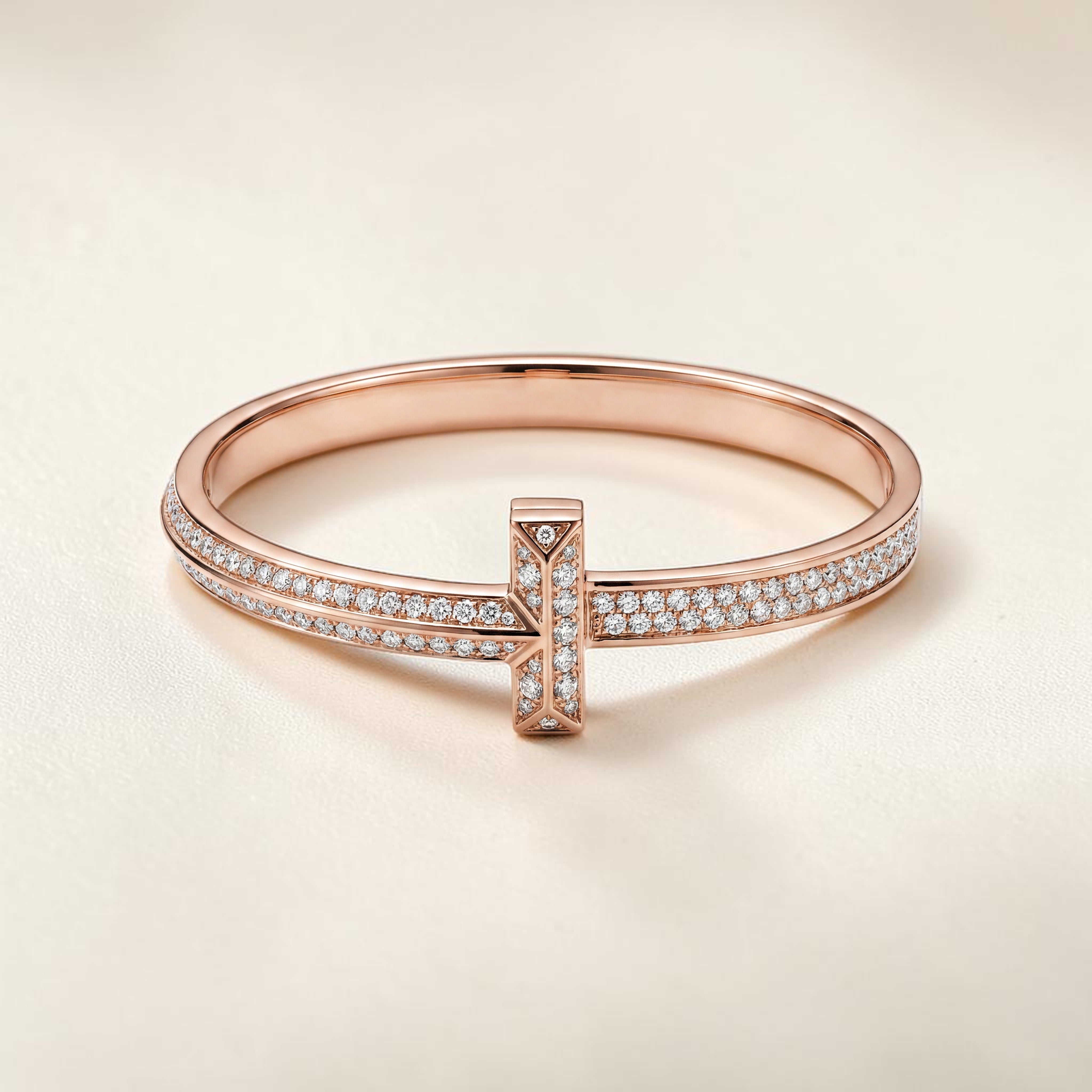 18KT Rose Gold Diamond T-Bar Bracelet