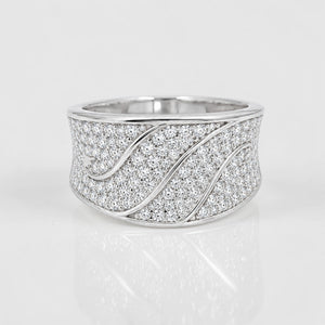 18KT White Gold Infinity Wave Diamond Men's Ring