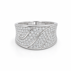 18KT White Gold Infinity Wave Diamond Men's Ring